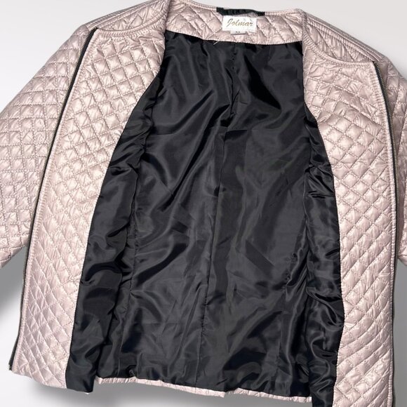 Jolmar Metallic Quilted Zip Jacket Blush Lightweight Bomber Style Small - Picture 10 of 10